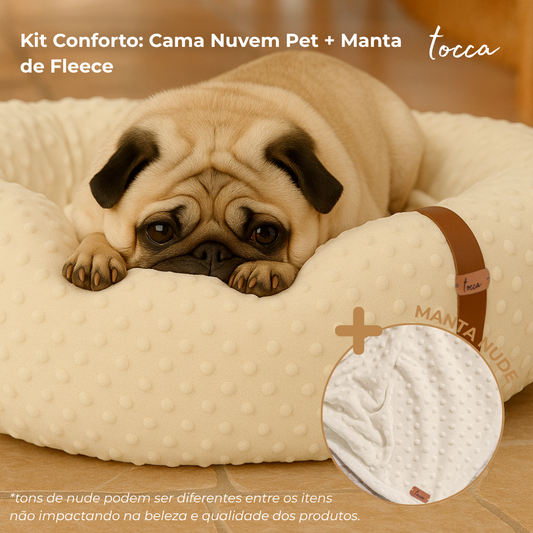 Kit Conforto - Cama Nuvem Pet + Manta de Fleece