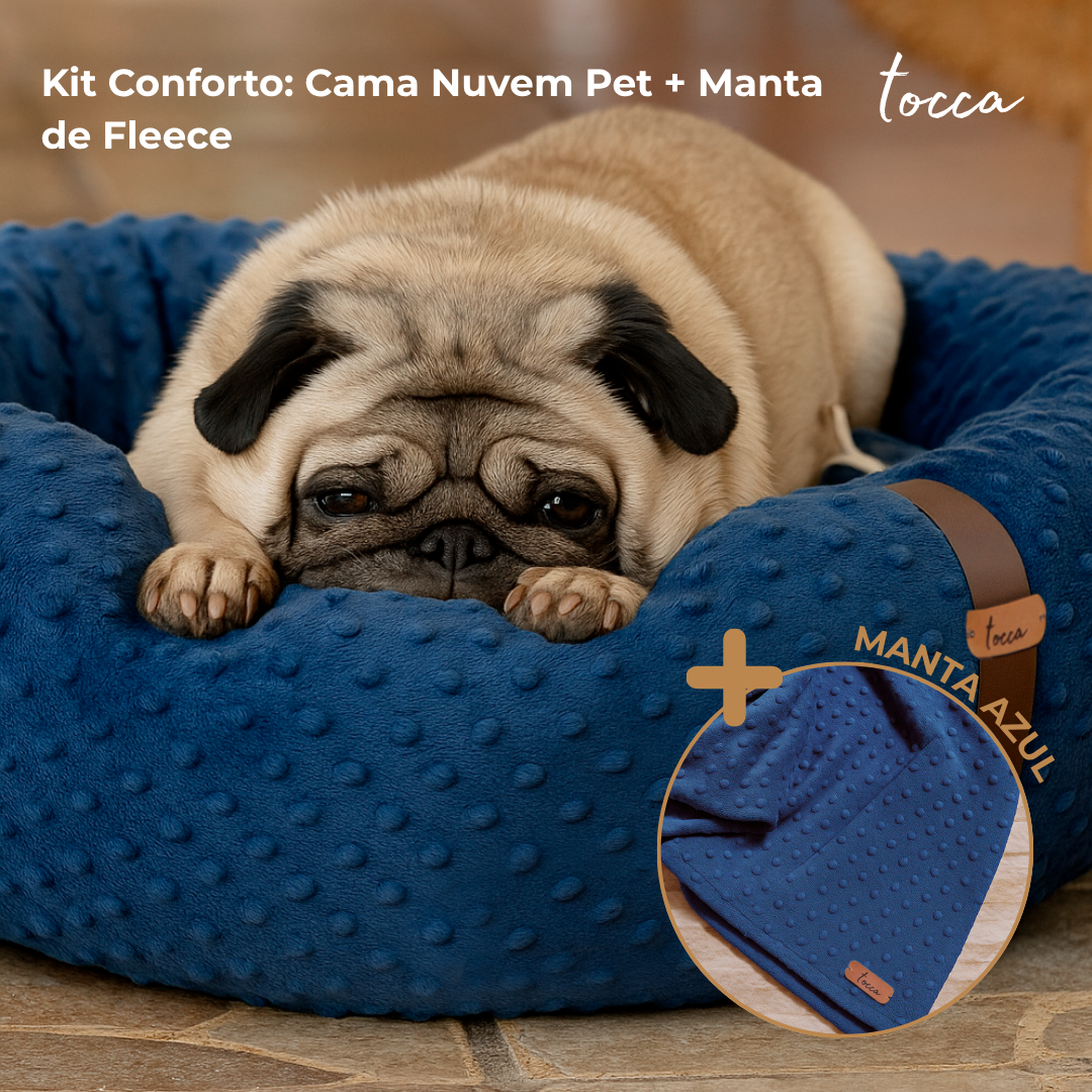 Kit Conforto - Cama Nuvem Pet + Manta de Fleece