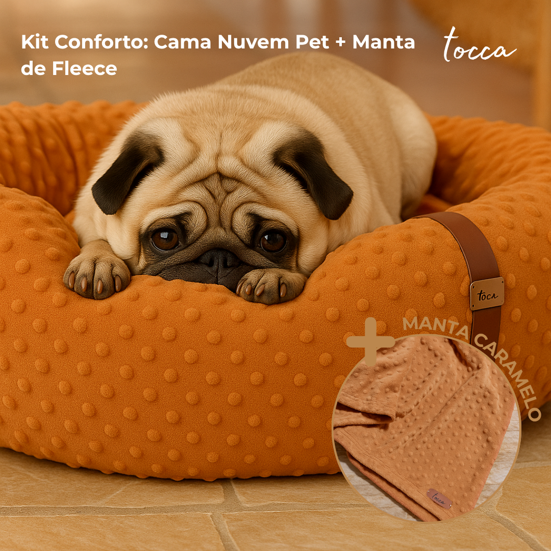 Kit Conforto - Cama Nuvem Pet + Manta de Fleece