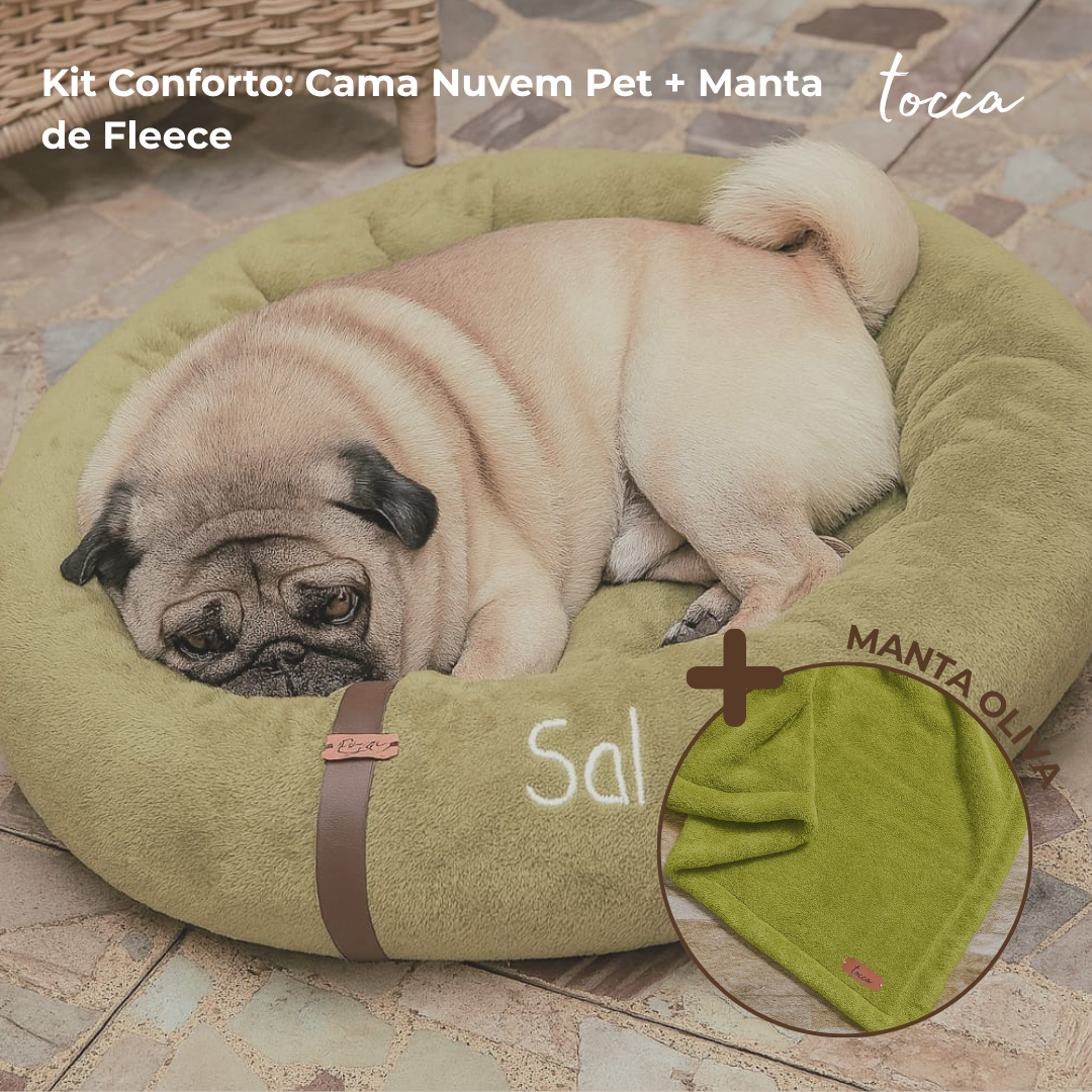 Kit Conforto - Cama Nuvem Pet + Manta de Fleece